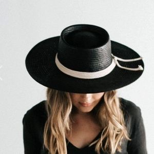 BRE STRAW PORK PIE - BLACK